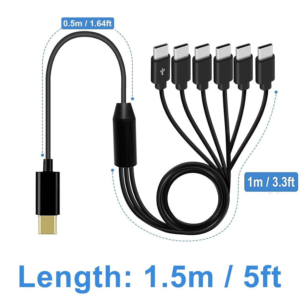 Cable divisor USB C Cable multi USB C a USB C 6 en 1 Cable cargador macho tipo C para tableta Android Samsung y dispositivo TypeC