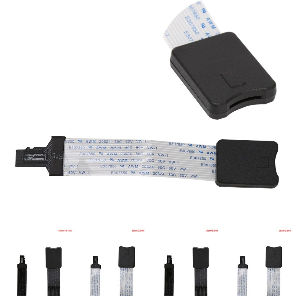 Extensor de Cable de extensión de lector de tarjetas, adaptador de 10/15/25/46cm TF macho a Micro SD hembra para coche, GPS, teléfono, cámara de TV