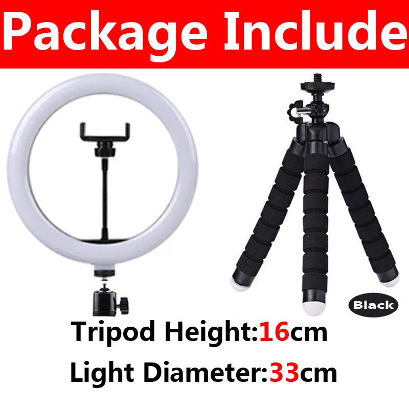 Anillo de luz LED para Selfie, lámpara de relleno de fotografía regulable con Mini trípode para teléfono, Tiktok, vídeo en vivo, estudio fotográfico, 10 pulgadas