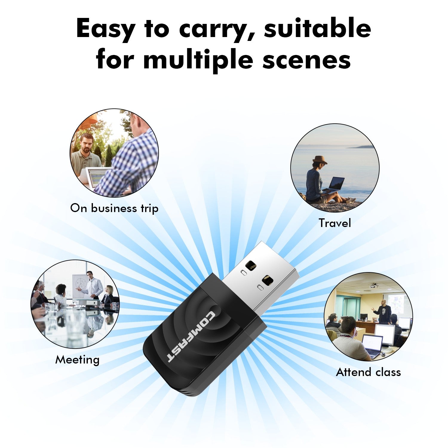 Comfast-Adaptador WiFi de 650M/1300Mbps, tarjeta de red inalámbrica de 2,4G y 5,8G, 11AC, Adaptador USB para ordenador portátil, PC, receptor WiFi Win 7, 8, 10, 11
