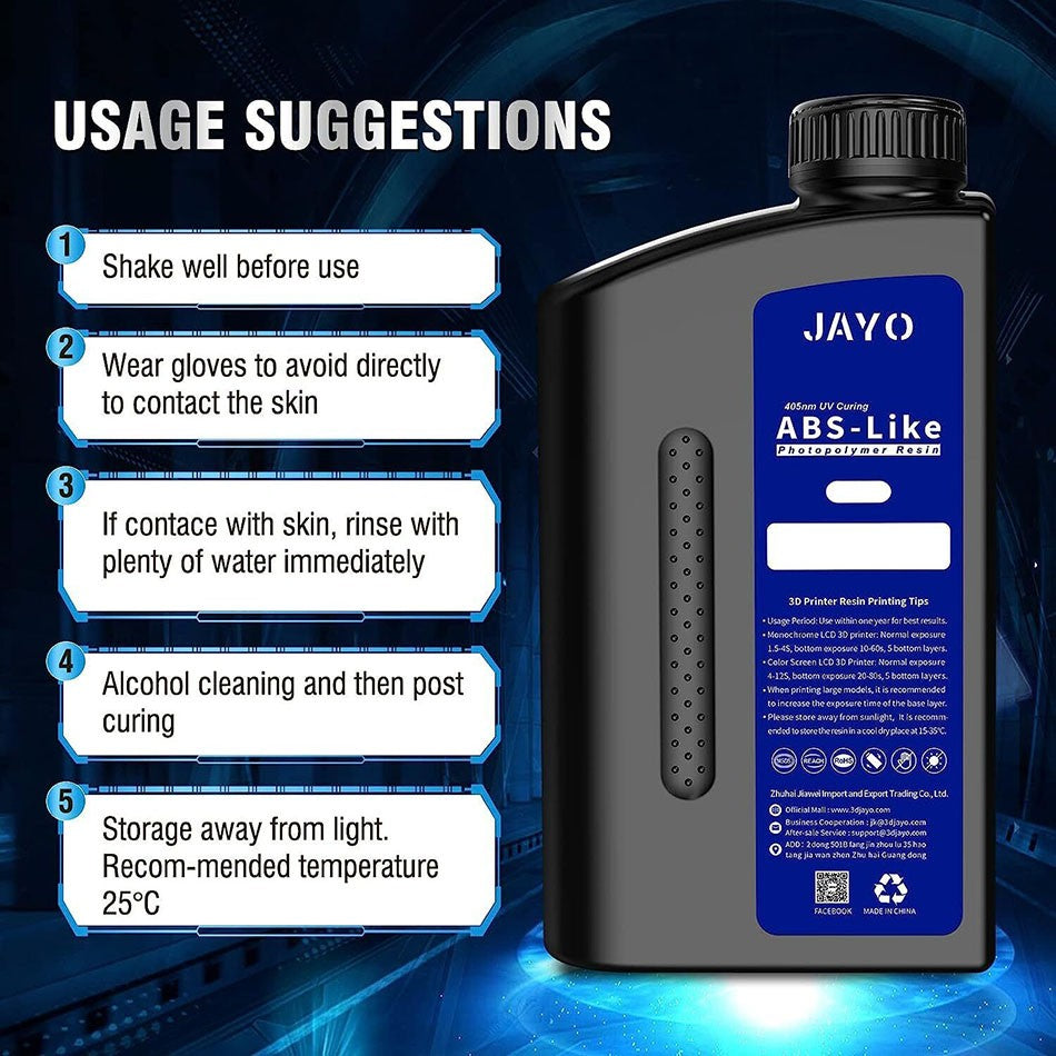 JAYO resina 3D ABS como/como PA/ aunque/alta temperatura/estándar 10KG líquido de curado UV rápido resina UV LCD para materiales de impresora 3D
