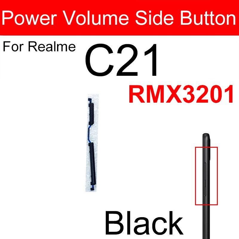Para Realme C25 C25Y C25S C21 C21Y C20 C20A volumen de energía botón lateral volumen lateral botones de encendido llave pequeña piezas de cable flexible