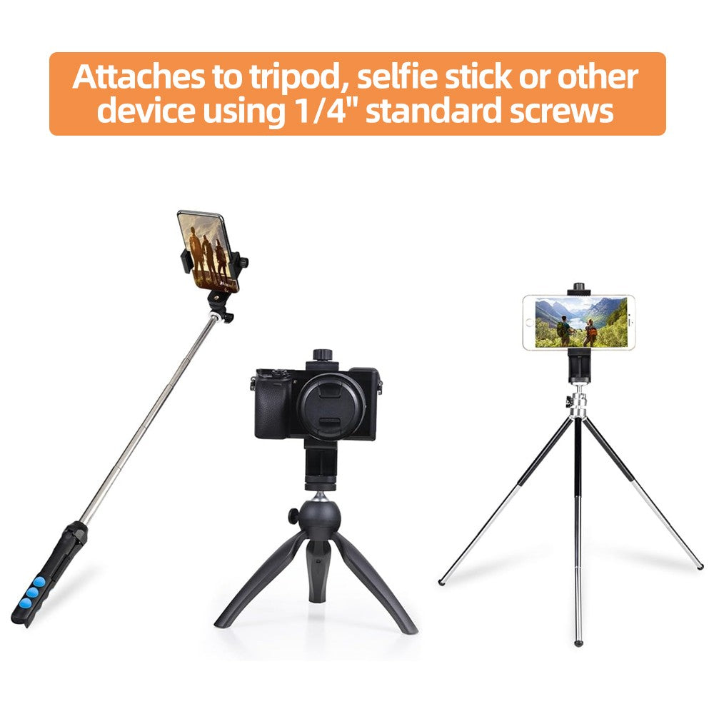 Universal 360 °   Soporte Giratorio para Teléfono, Soporte Ajustable para Smartphone con Orificio de 1/4" para Trípode, Palo Selfie, Transmisión en Vivo y Vlog