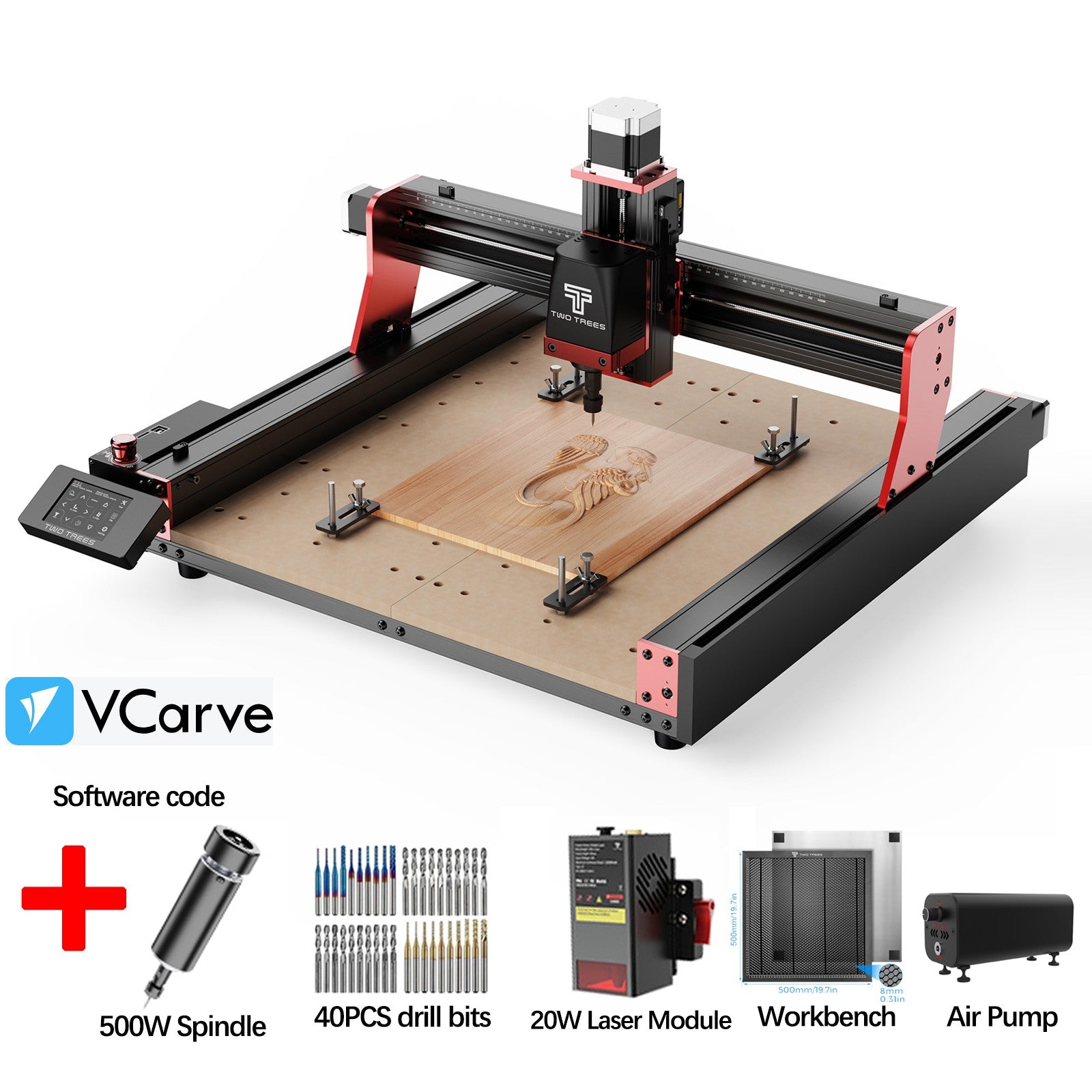Twotrees-enrutador CNC de 3 ejes/4 ejes, fresadora y cortadora TTC450 PRO, grabador de joyería para madera, acrílico, PCB, PVC, MDF, Metal