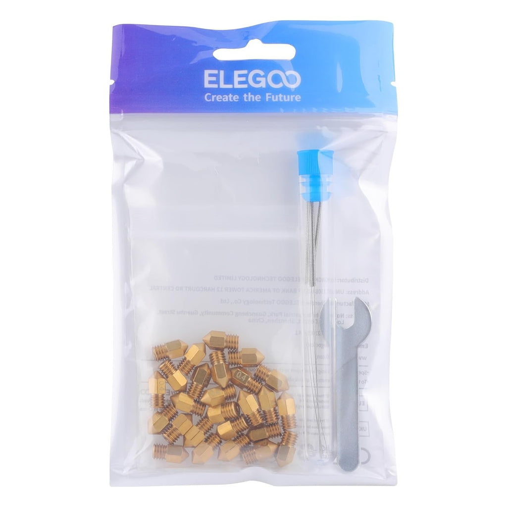 ELEGOO 26 boquillas MK8 de 0,4 mm, boquillas Hotend de latón para impresora 3D con agujas y herramientas de bricolaje para Neptuno 3/3 PRO/3 Plus/3 MAX