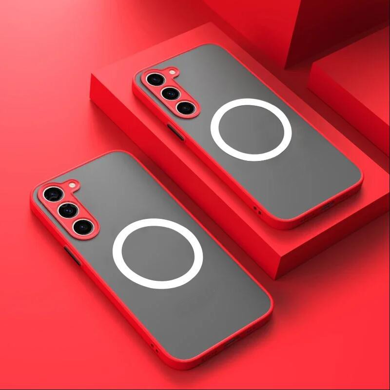 Para Magsafe funda magnética mate para Samsung Galaxy S25 S24 S23 S22 S21 Ultra Plus FE cubierta de carga inalámbrica esmerilada a prueba de golpes