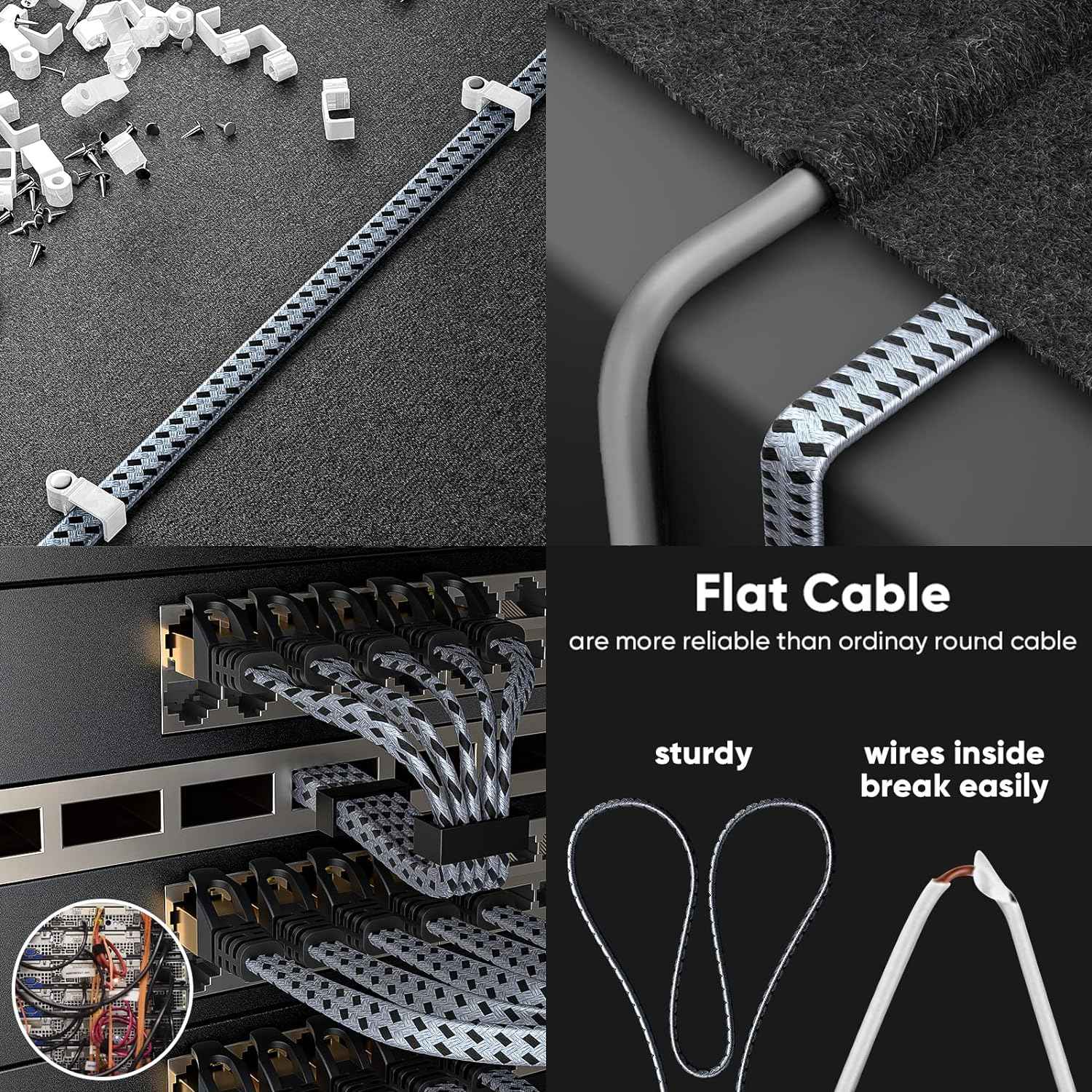 CYANMI-Cable Ethernet CAT8 40gbps CAT 6, Cable de red Lan para PC, módem, portátil, PS 5, enrutador RJ45 Flat Cat 8