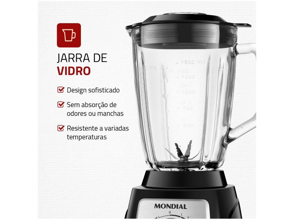 Mondial-licuadora de vidrio Turbo, L-1400, GI - 110V