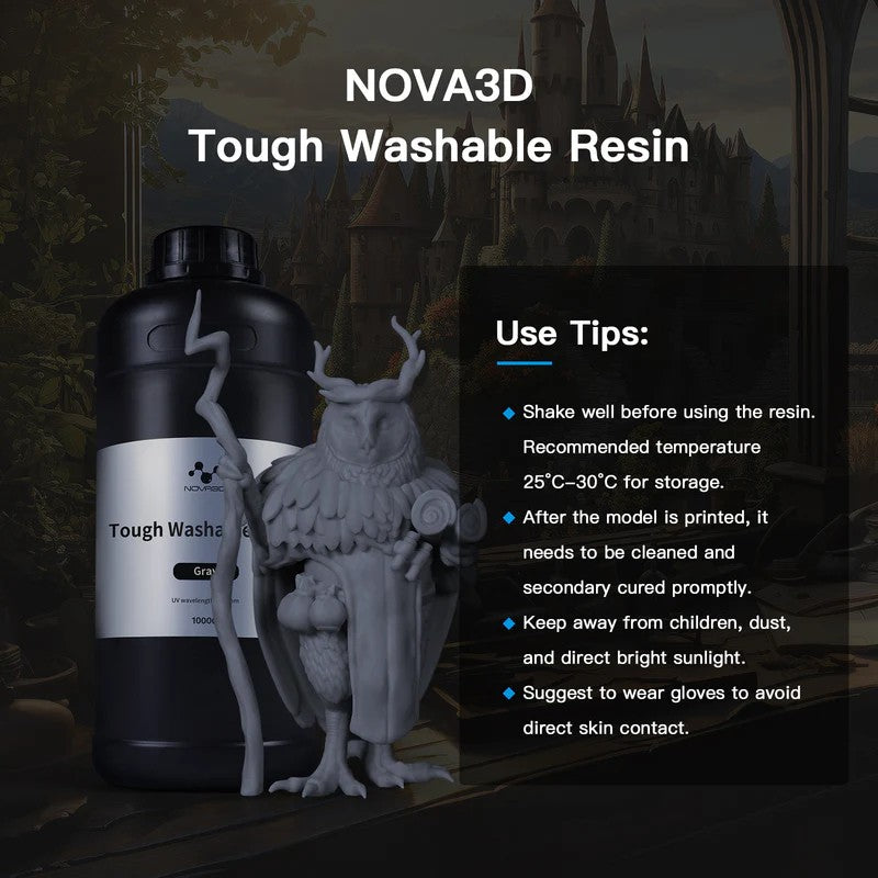 NOVA3D Resina lavable resistente Resina fotopolímero de impresión 3D de alta dureza 405nm UV Curado rápido para impresoras 12K/14K/LCD/DLP/SLA