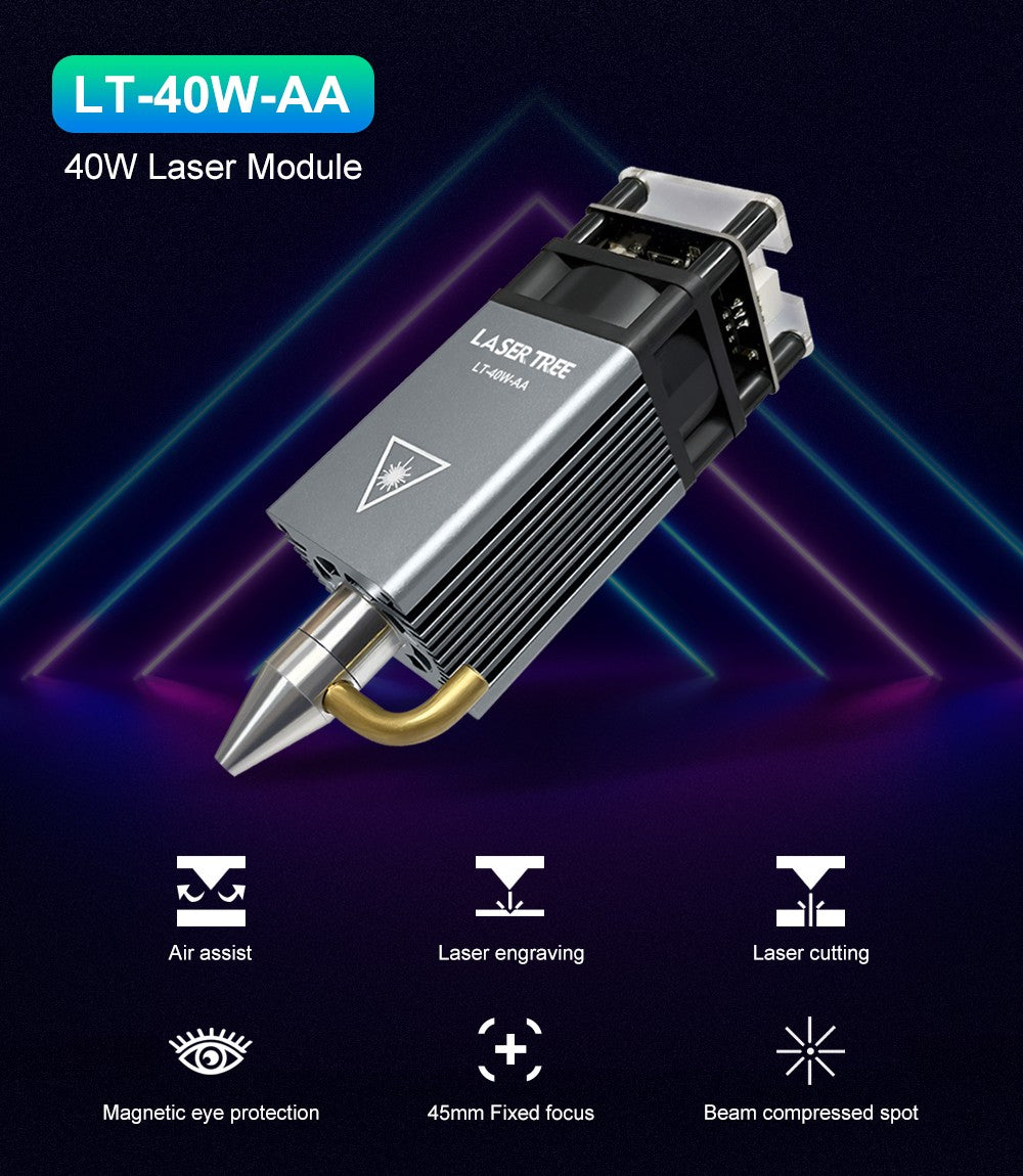 LASER TREE 5W módulo láser con asistencia de aire 450nm enfoque fijo TTL cabezal láser de luz azul para máquina de grabado de corte CNC DIY