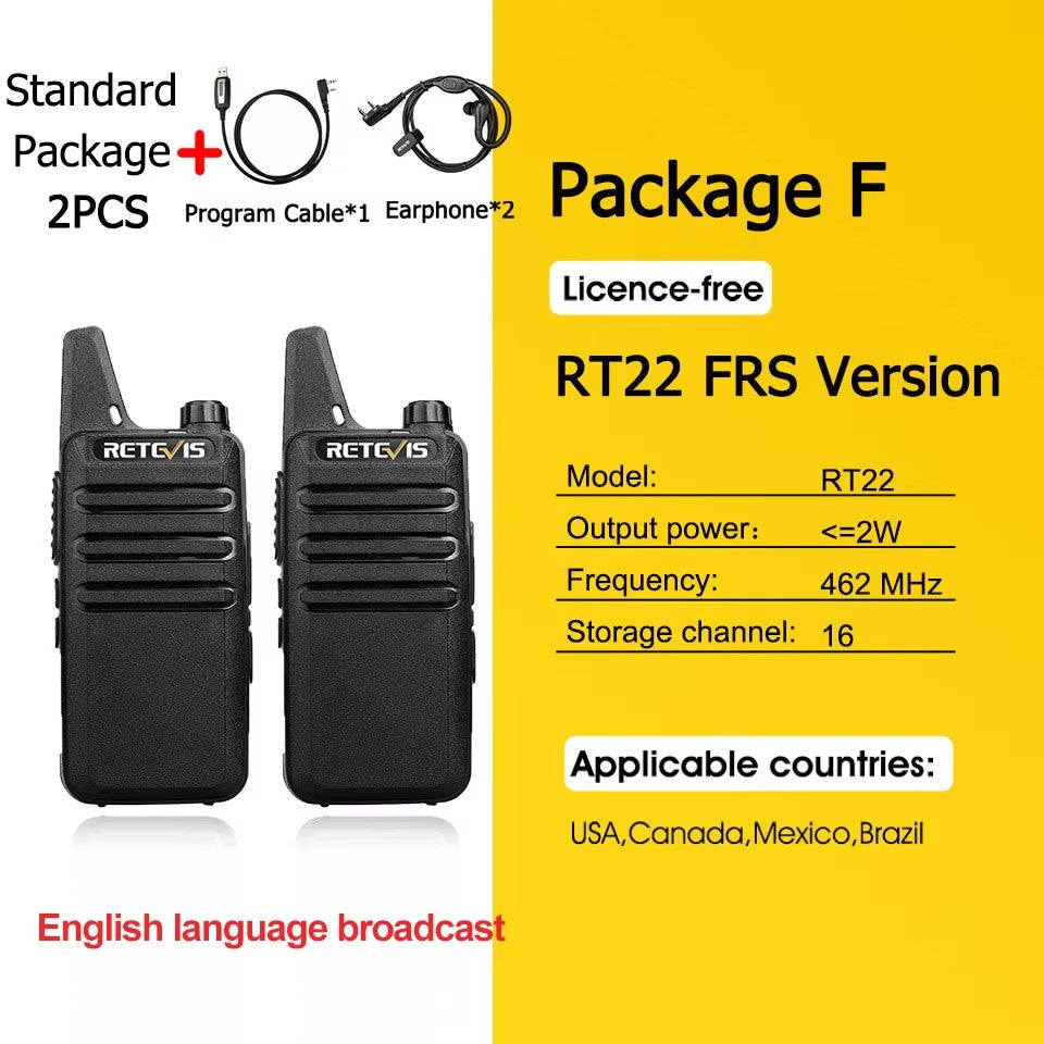 Retevis RT622 Mini Walkie Talkie 2 unidades PMR446 Radio portátil bidireccional con PTT Ideal para restaurantes y hoteles