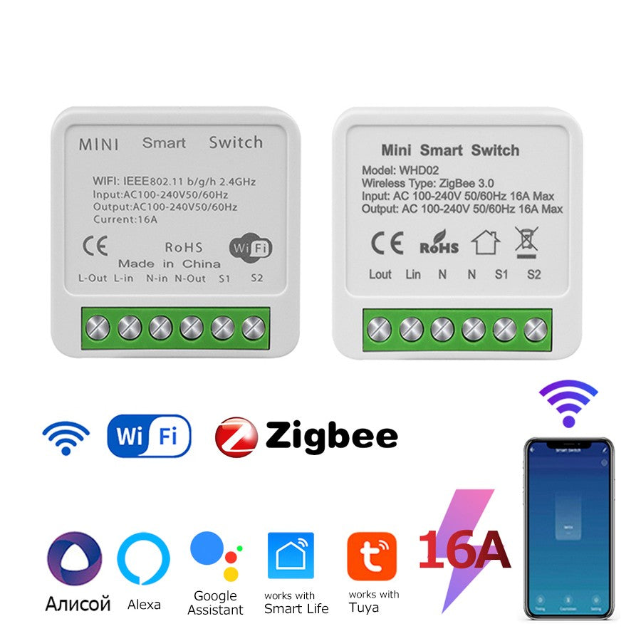 Tuya ZigBee WiFi interruptor inteligente módulo de automatización relé admite Control de vía interruptor Control de voz con Alexa Alice Google Home