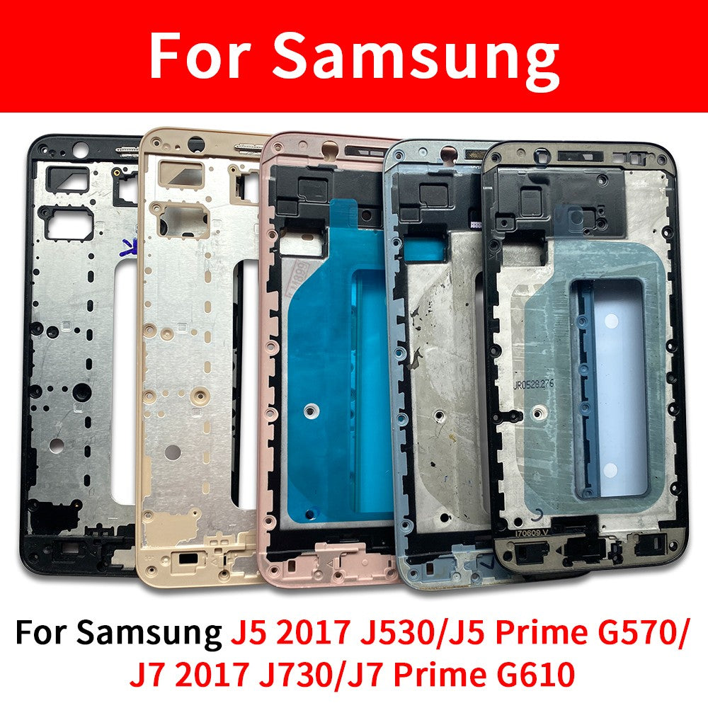 Para Samsung J5 J7 2017 J530 J730 J5 J7 Prime G570 G610 marco medio cubierta de bisel frontal carcasa de chasis placa trasera soporte LCD