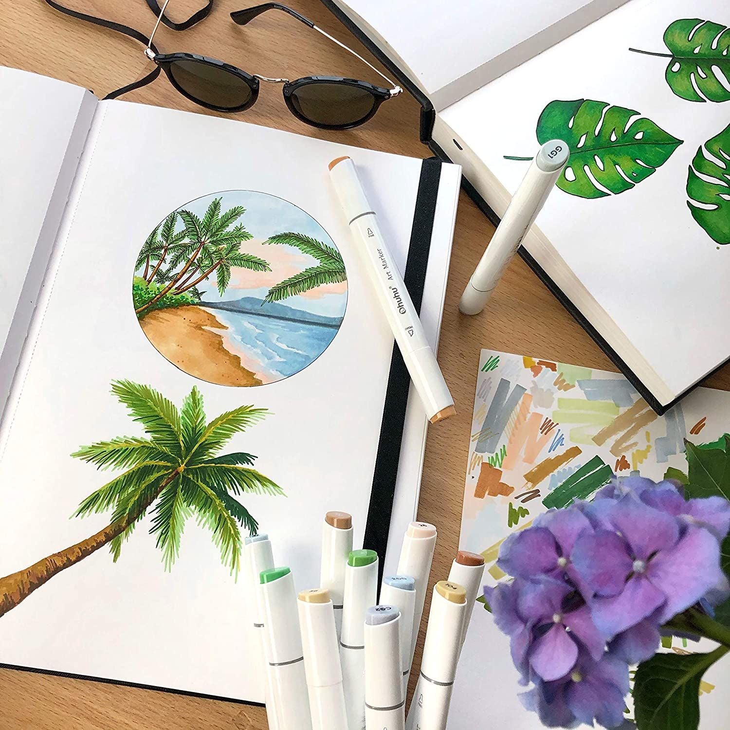 Ohuhu-alfombrillas marcadoras para bocetos de arte, cuaderno de tapa dura, pintura artística para estudiantes, libro de acuarelas, suministros escolares para bocetos de grafiti
