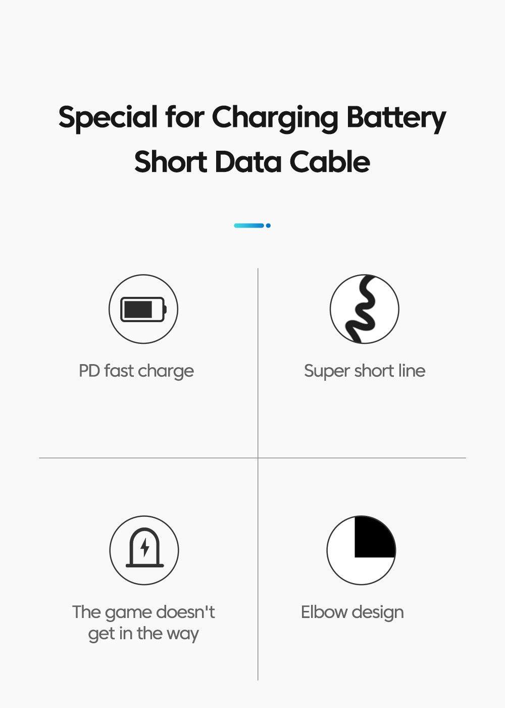 Cable de 0,25 M 0,5 M tipo C a USB C Cable de datos de carga rápida Cable portátil corto de carga para banco de energía Cable de teléfono móvil cable usb