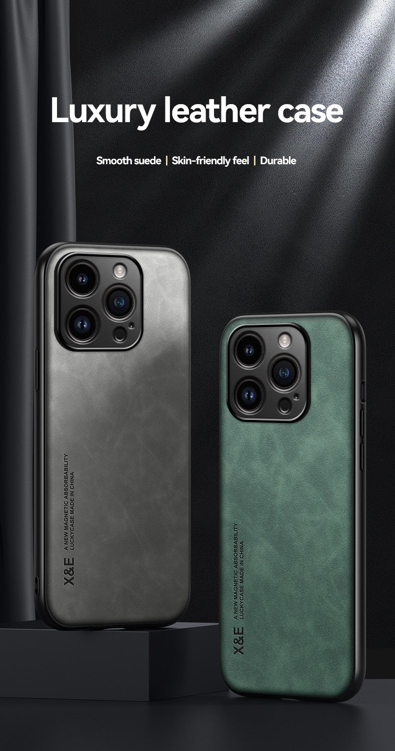 Funda de cuero de lujo para iPhone 16 Pro Max, funda con placa de Metal, soporte para coche, funda para iPhone 16 Pro 16Plus