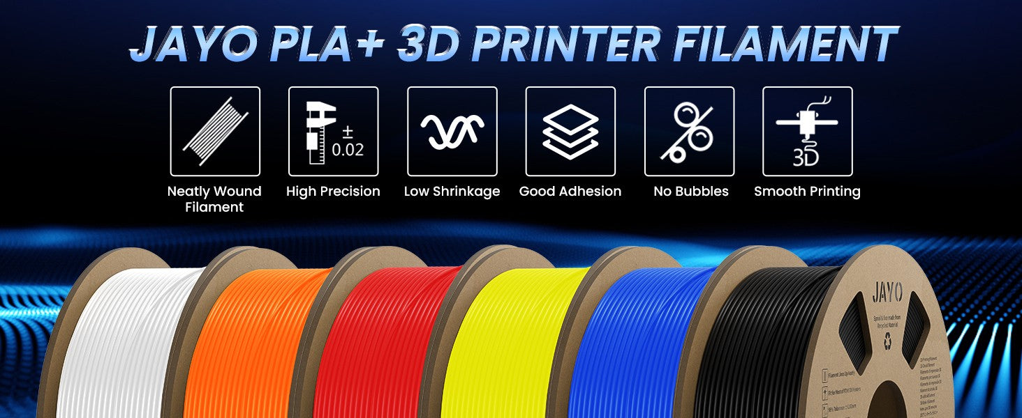 JAYO 2 rollos de filamento de impresora 3D PETG/PLA/PLA PLUS 1,75mm 2,2 KG 100% sin burbujas materiales de impresión 3D no tóxicos para impresora 3D