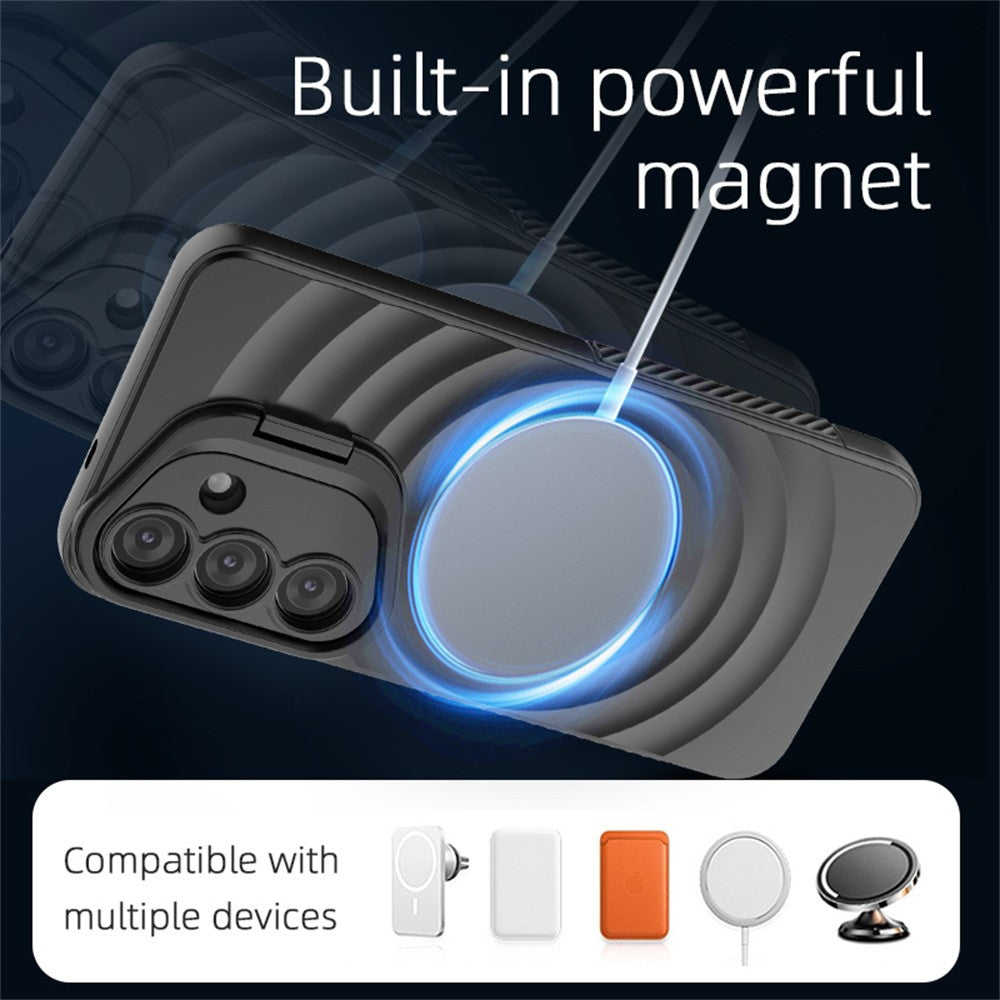 Soporte de lente Invisible para funda de teléfono magnética Magsafe para Samsung S25 Ultra Edge S25 Plus cubierta de silicona suave ondulada de agua redonda