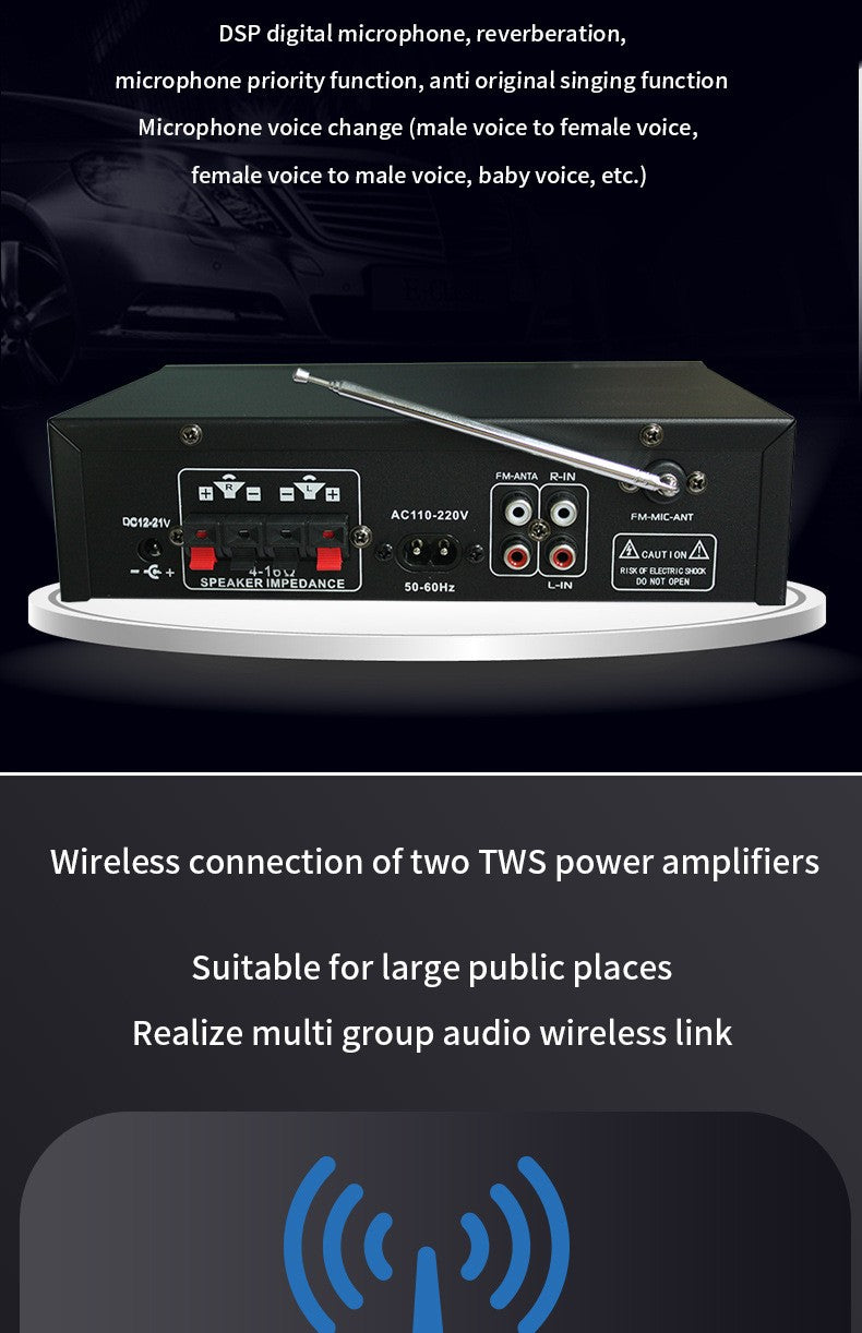Amplificadores de potencia G919H 1000W para el hogar y el coche, 2 canales, Bluetooth, sonido envolvente, FM, USB, Control remoto, Mini amplificador estéreo Digital HIFI