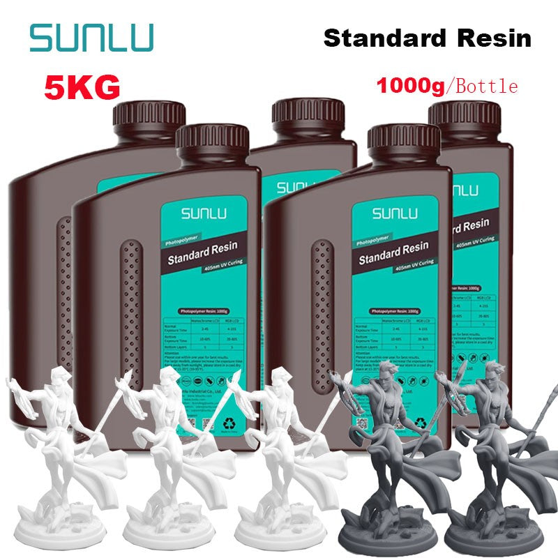 SUNLU 5KG estándar/resina 3D de lavado de agua 405nm resina UV para la mayoría de los materiales de impresora 3D SLA/DLP/LCD sensible a los rayos UV 1kg