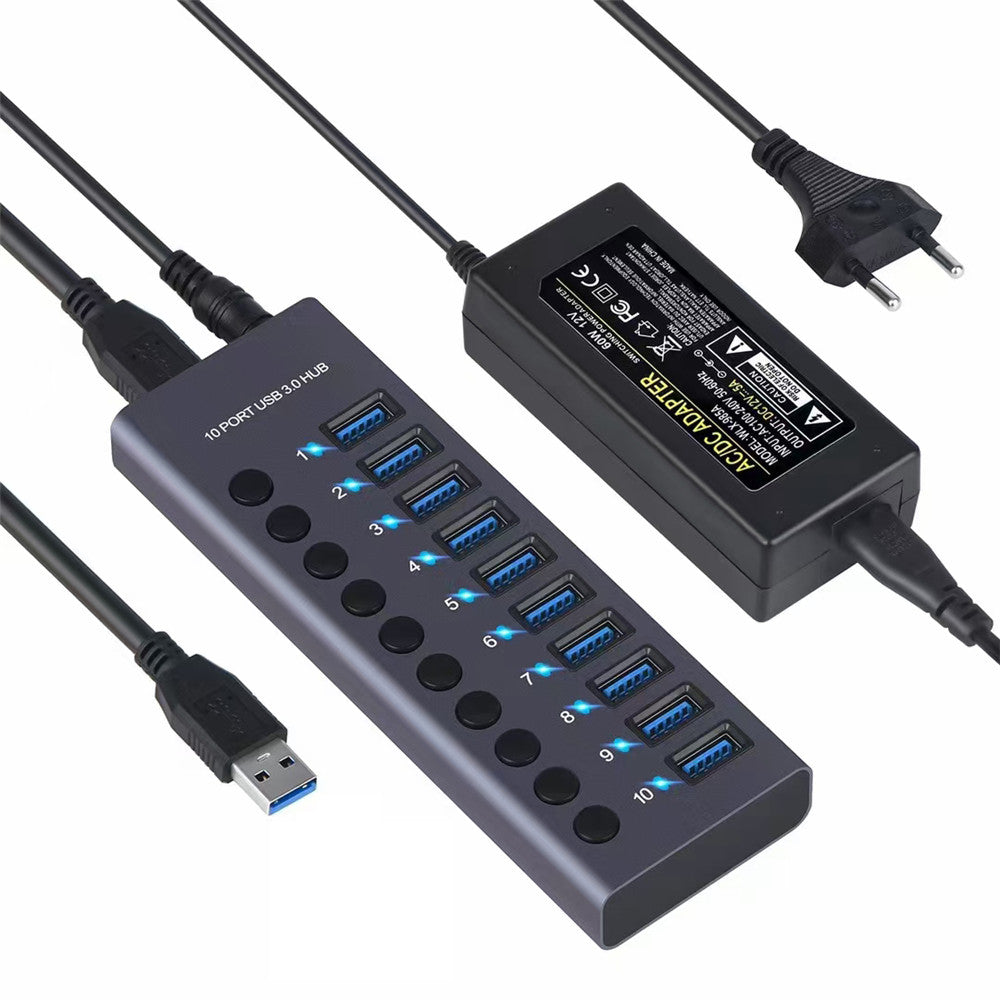 USB 3,0 Hub Socket Switch 4 6 10 puertos concentrador multi-tap multipuerto estación de acoplamiento cargador fuente de alimentación múltiple tipo C