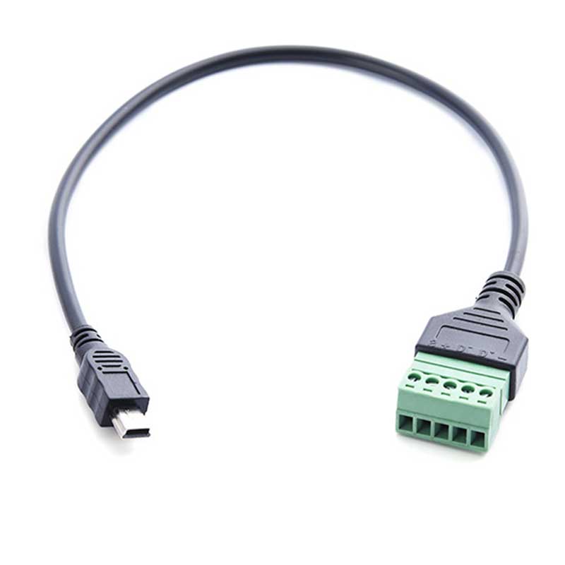 USB 2,0 hembra B Micro usb mini usb tipo C macho a conector de tornillo hembra de 5 pines con Cable adaptador de enchufe de Terminal de escudo 1 pies