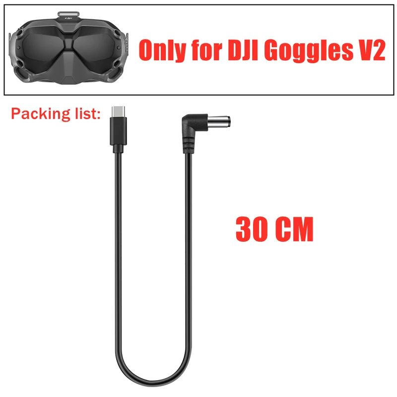 Cable de carga de energía de 30/130CM para gafas DJI FPV 2/V2 Cable de suministro Pwoer móvil de carga rápida para gafas DJI FPV 2/V2