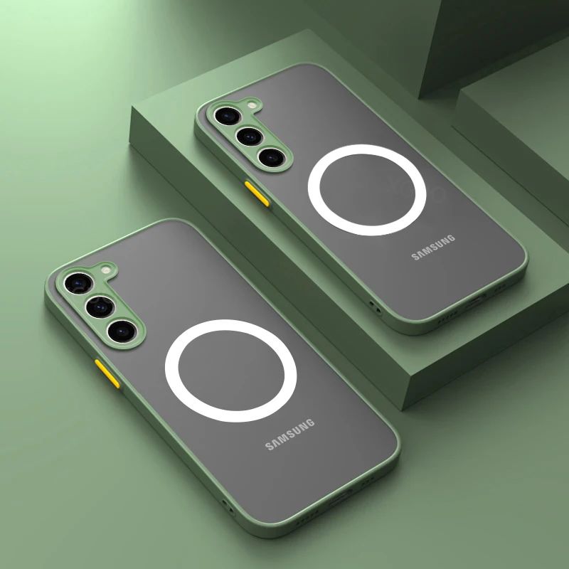 Para Magsafe funda magnética mate para Samsung Galaxy S25 S24 S23 S22 S21 Ultra Plus FE cubierta de carga inalámbrica esmerilada a prueba de golpes