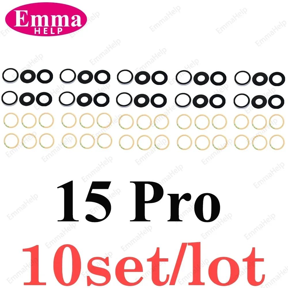 EmmaHelp, 10 Uds., cristal de cámara trasera para iPhone 7 8 Plus 6 6S 6Plus 7Plus X XR XS Max 11 12, lente de cubierta trasera, piezas de soporte adhesivo 3M