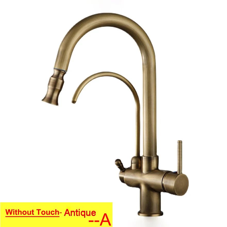 Grifos de cocina con filtro táctil inteligente, grifo mezclador de cocina extraíble en frío y caliente, color negro y dorado, Sensor de rotación, grifo de cocina con filtro táctil