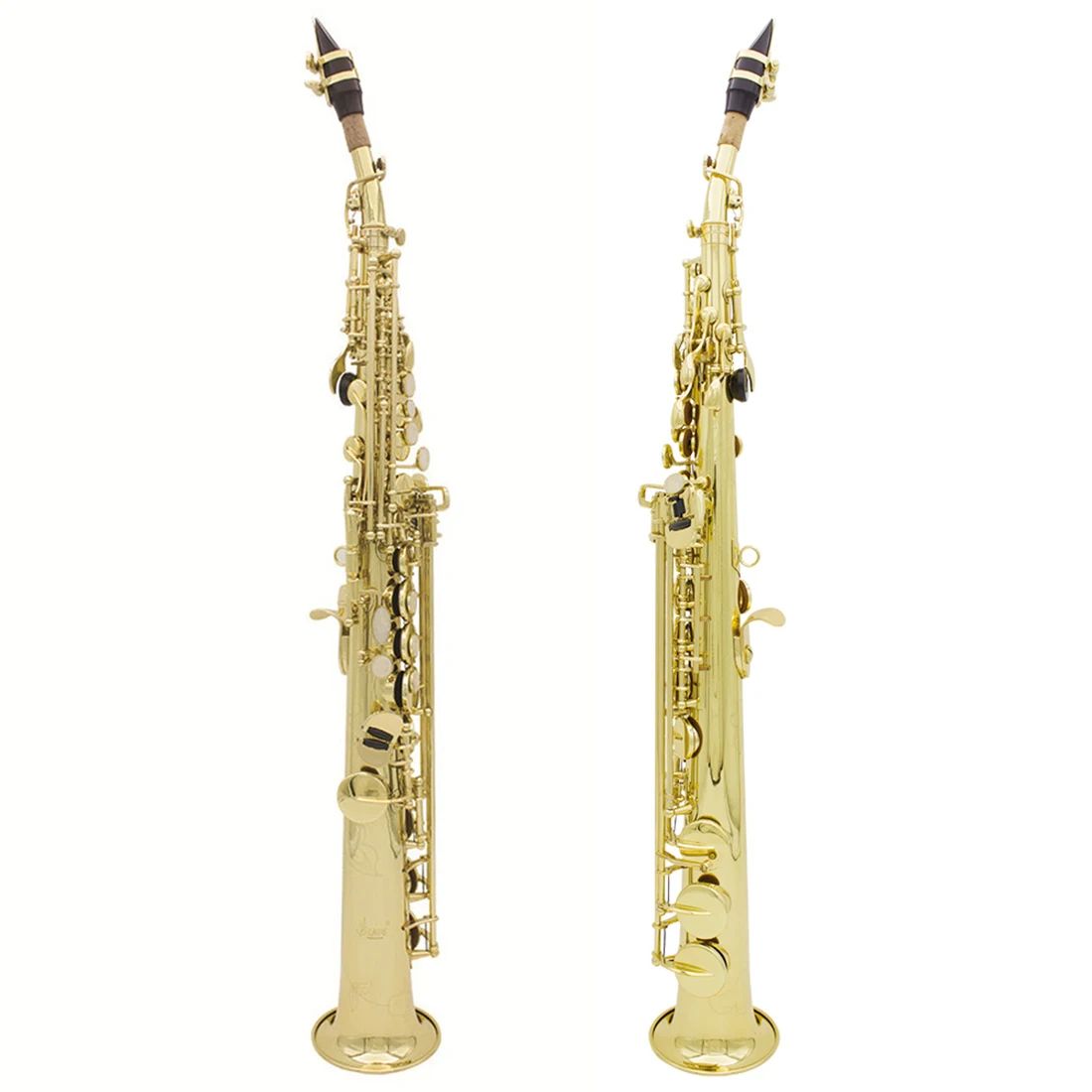 SLADE saxofón Soprano Bb cuerpo de latón saxofón recto instrumento de viento de madera de saxofón profesional con estuche piezas y accesorios de cañas