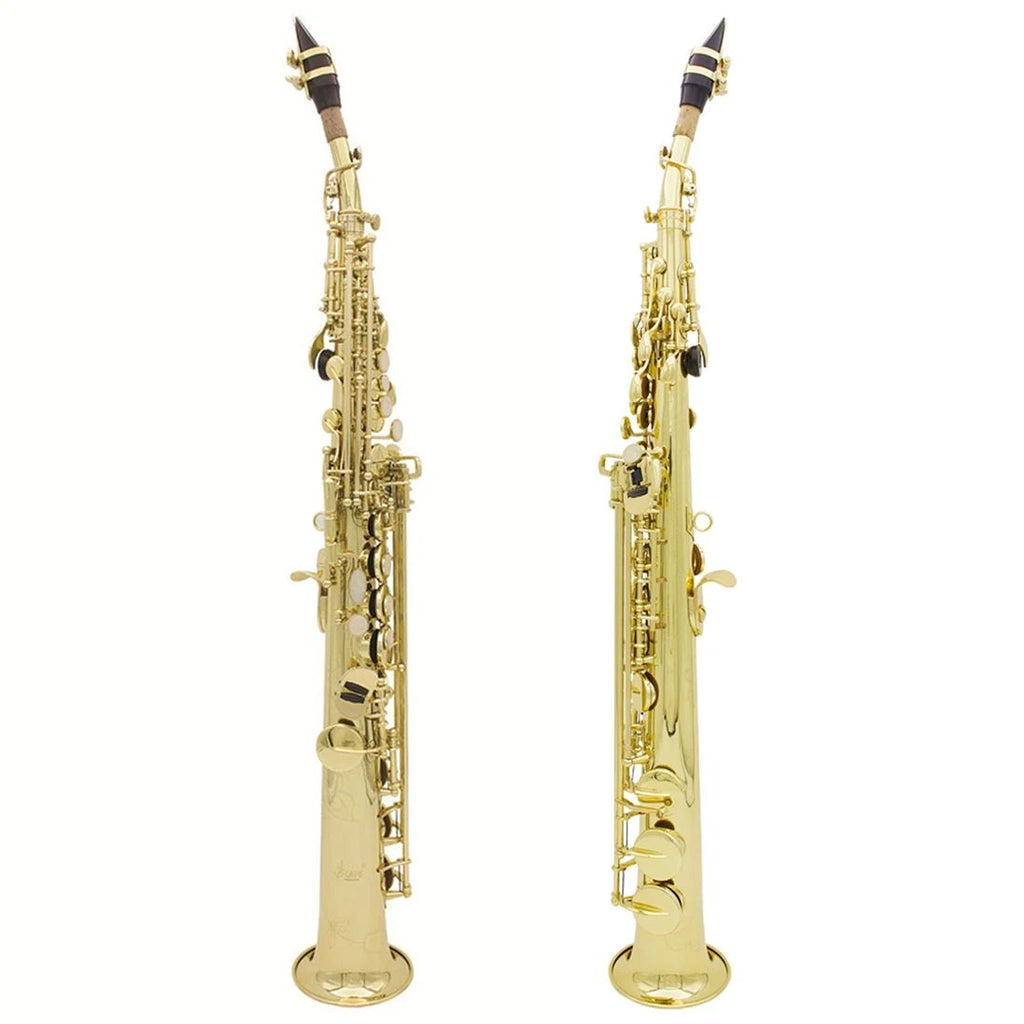 SLADE saxofón Soprano Bb cuerpo de latón saxofón recto instrumento de viento de madera de saxofón profesional con estuche piezas y accesorios de cañas