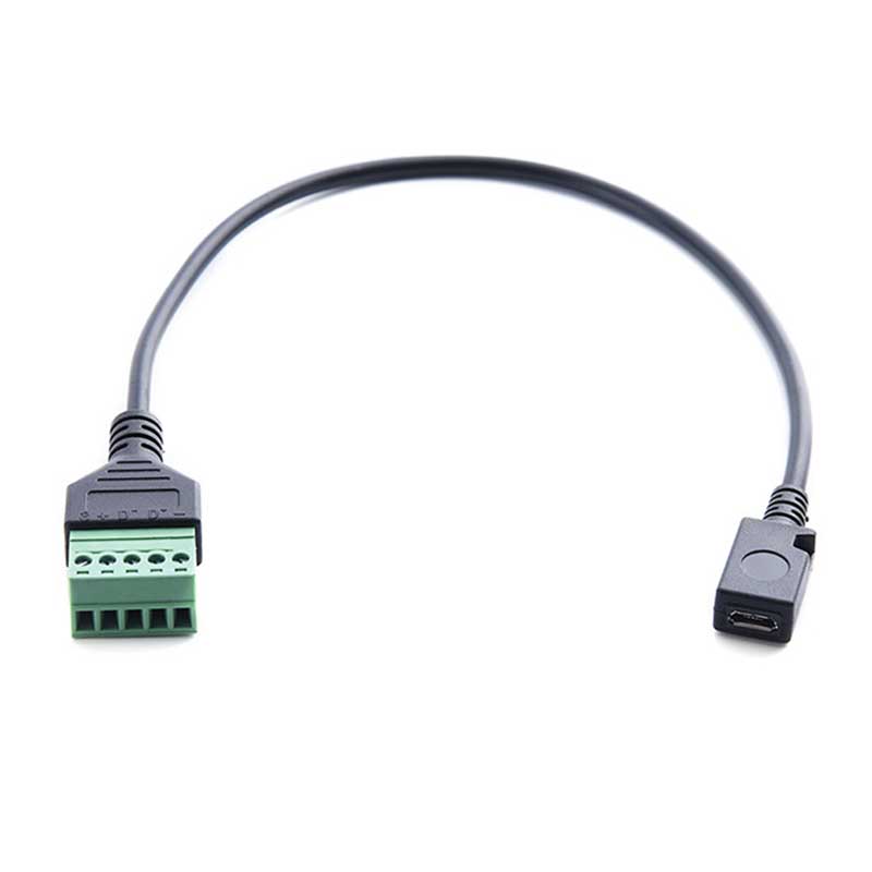 USB 2,0 hembra B Micro usb mini usb tipo C macho a conector de tornillo hembra de 5 pines con Cable adaptador de enchufe de Terminal de escudo 1 pies
