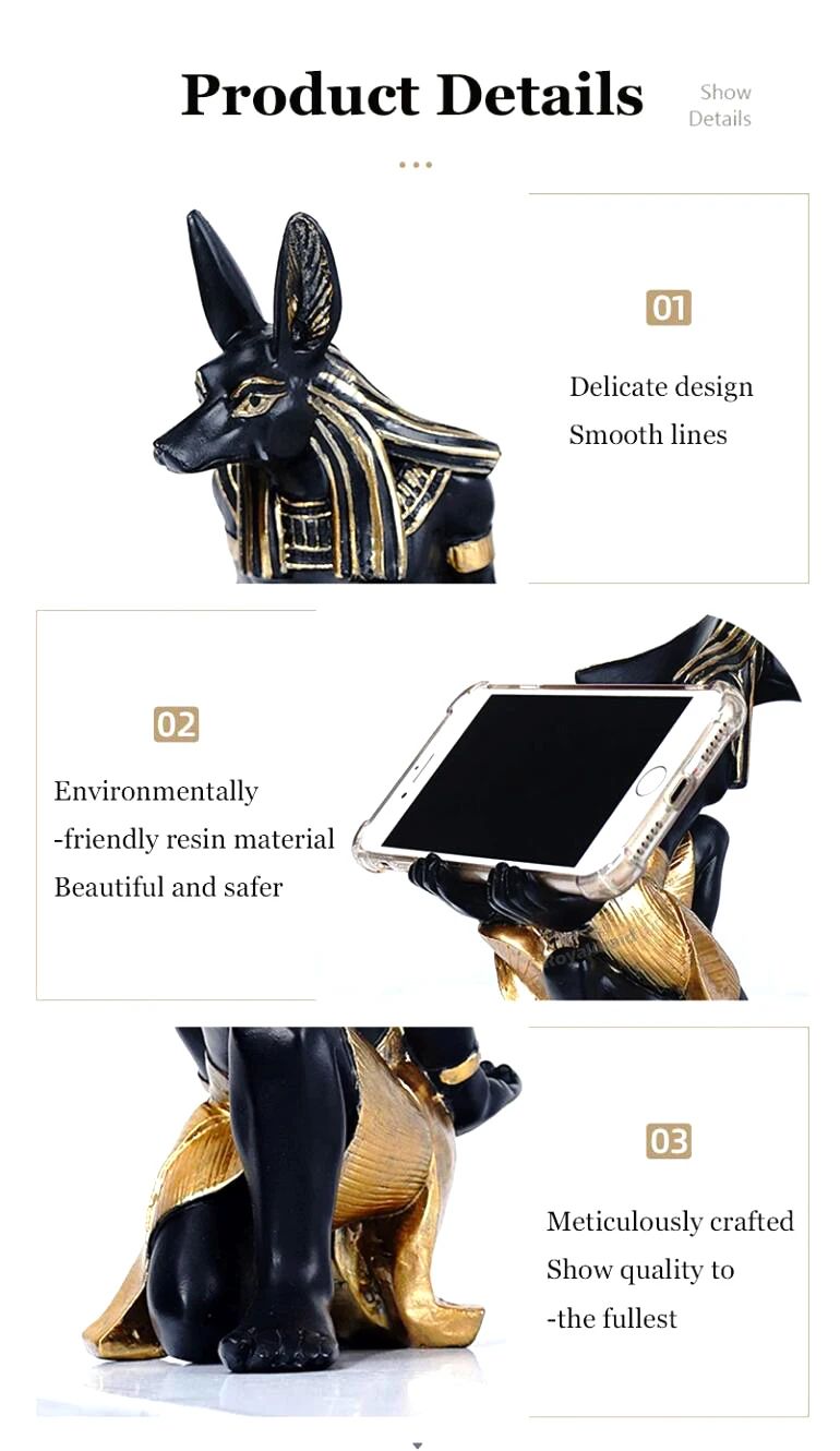 Soporte de resina para controlador de God Anubis de Egipto para PS4/PS5/XBOX/Switch, soporte para teléfono móvil, soporte de exhibición de escritorio, Gif de Navidad