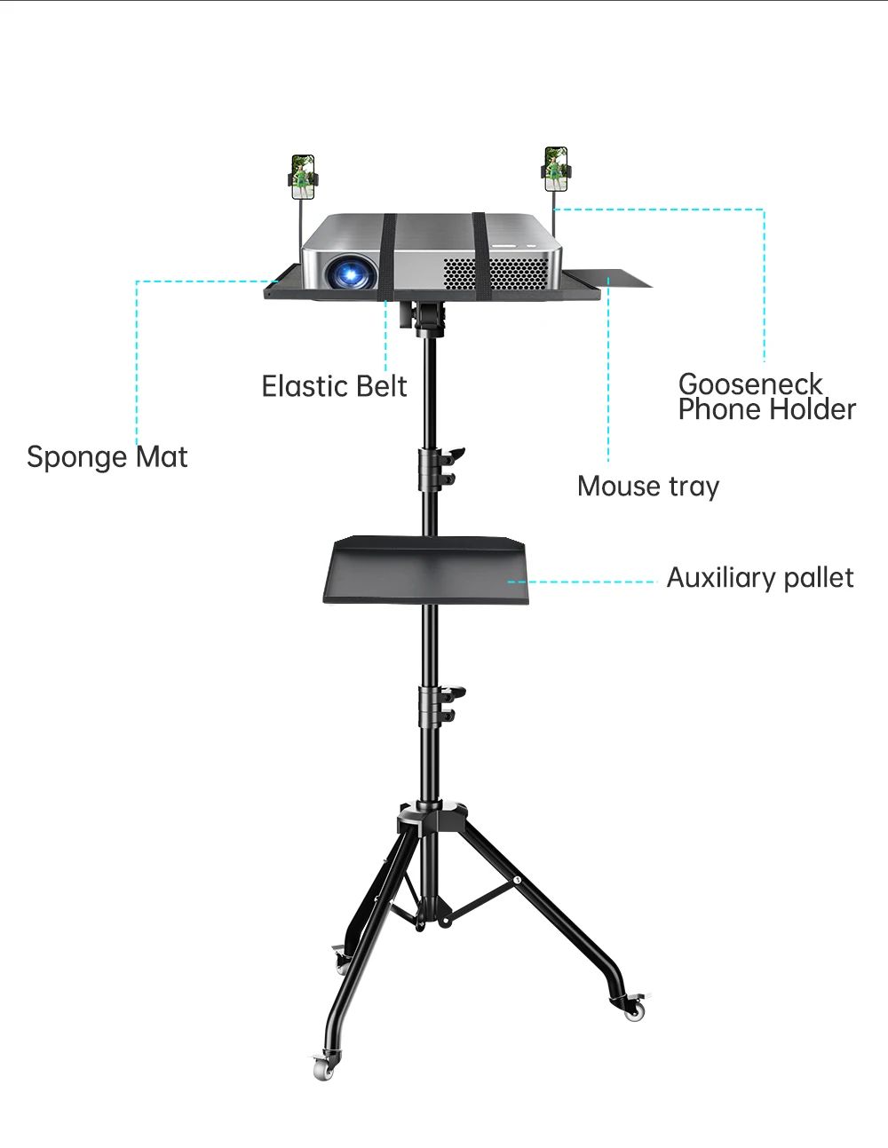 Trípode para Proyector SH - Soporte Ajustable para Laptop, Mesa de Mezclas DJ, Escritorio para Computadora en Exteriores, Soporte para Escenario o Estudio