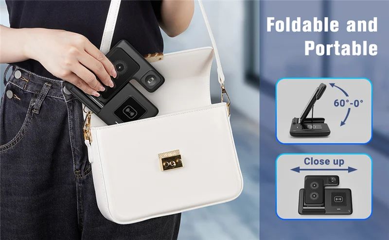 Base de Carga Inalámbrica Rápida 3 en 1 para iPhone 17 16 15 14 13 12, Apple Watch, Airpods Pro, iWatch 8 7 6, Estación de Carga Plegable
