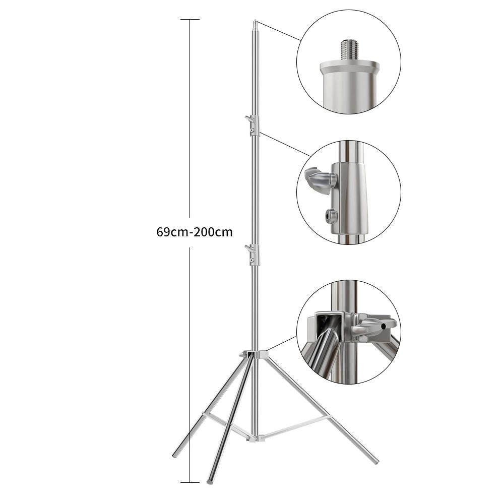Trípode de aleación de aluminio y acero inoxidable de 2/2,8 M, soporte de luz plegable, trípode para fotografía, soporte en C para foco, Softbox, estudio fotográfico