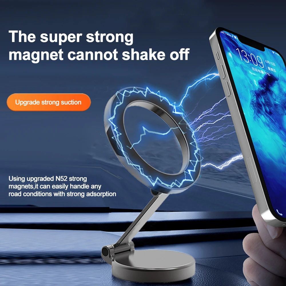 Soporte magnético fuerte para teléfono móvil para coche 360 °   Soporte Pegatina Trasera Giratorio Ajustable Magsafe para IPhone 15 Samsung Xiaomi Universal
