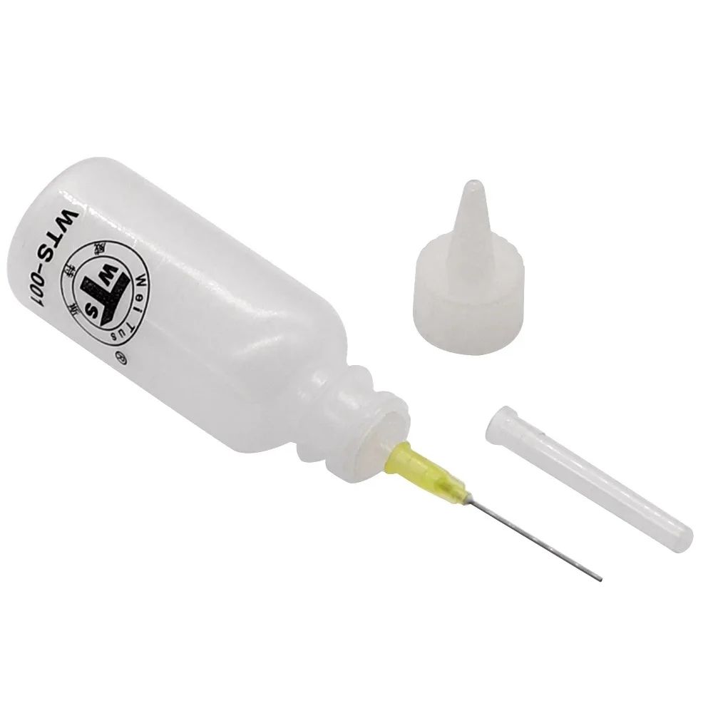 WTS-001 Botella de colofonia de plástico con punta de aguja de 50ml, limpieza de líquido, dispensador de aceite y Alcohol, limpiador de botellas de mano de plástico, reparación DIY