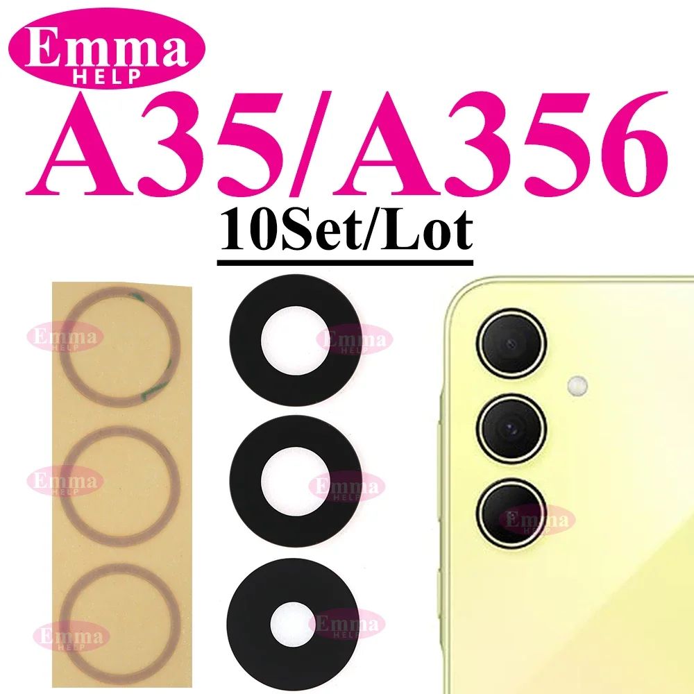 Lente de cristal de cámara trasera para Samsung Glaxy A14 A54 A05 A15 A55 A35 A34 A04 A25 A04s A05s A24 trasera con adhesivo adhesivo, 10 Uds.