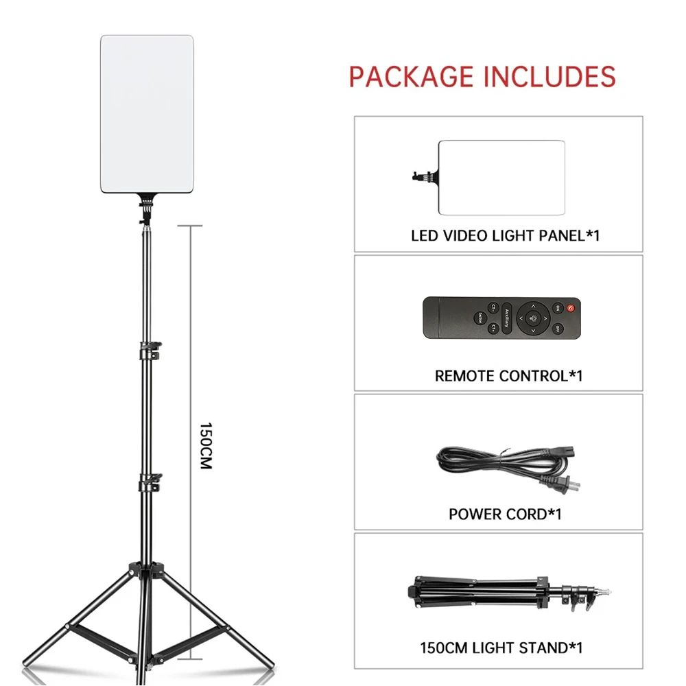 Luz LED de Video SH de 24'' y 90W, Panel de Iluminación Regulable para Fotografía, Selfies, Estudio Fotográfico, Transmisión en Vivo, Lámpara de Relleno con Trípode