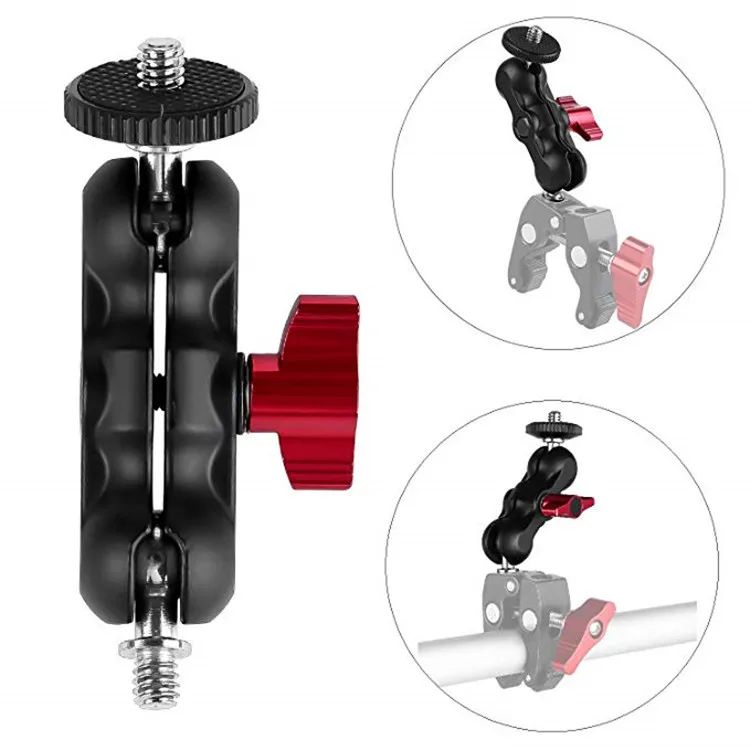 Monitor de montaje con abrazadera para cámara Super Clamp 360 °   Adaptador de cabeza de bola doble con brazo mágico Ballhead para cámara DSLR/Gopro/luces LED/teléfono