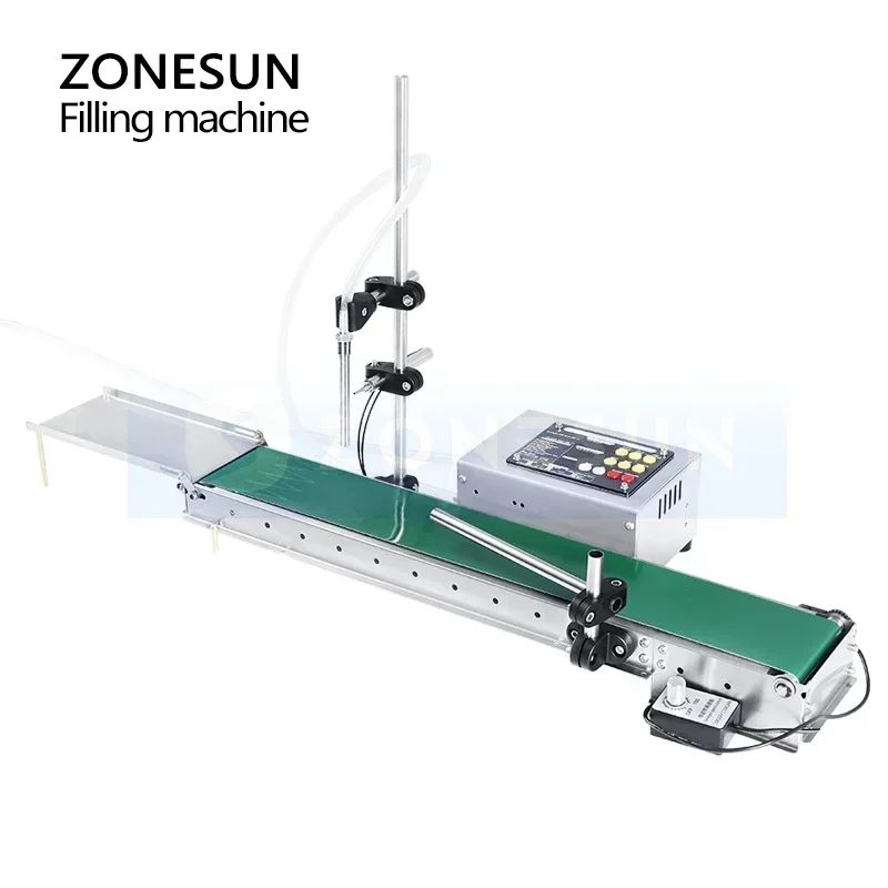 ZONESUN-máquina automática de llenado de líquidos de un solo cabezal con transportador, botella de aceite de Perfume, llenador de agua ZS-DPYT1500/ZS-DPYT3000