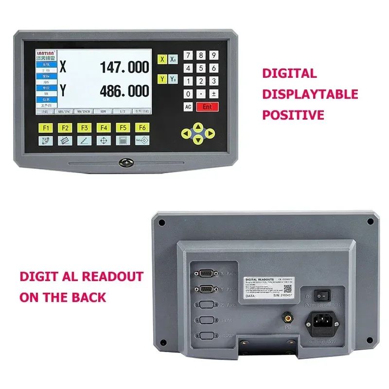 Pantalla LCD DRO YH800-2 de 2 Ejes, 19 Idiomas, AC90-260V, Sensor de Desplazamiento, Escala Lineal de 50-1000mm, Codificador, Regla de Cuadrícula
