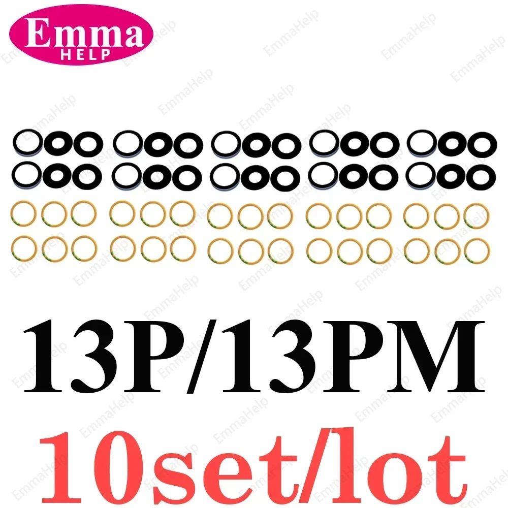 EmmaHelp, 10 Uds., cristal de cámara trasera para iPhone 7 8 Plus 6 6S 6Plus 7Plus X XR XS Max 11 12, lente de cubierta trasera, piezas de soporte adhesivo 3M