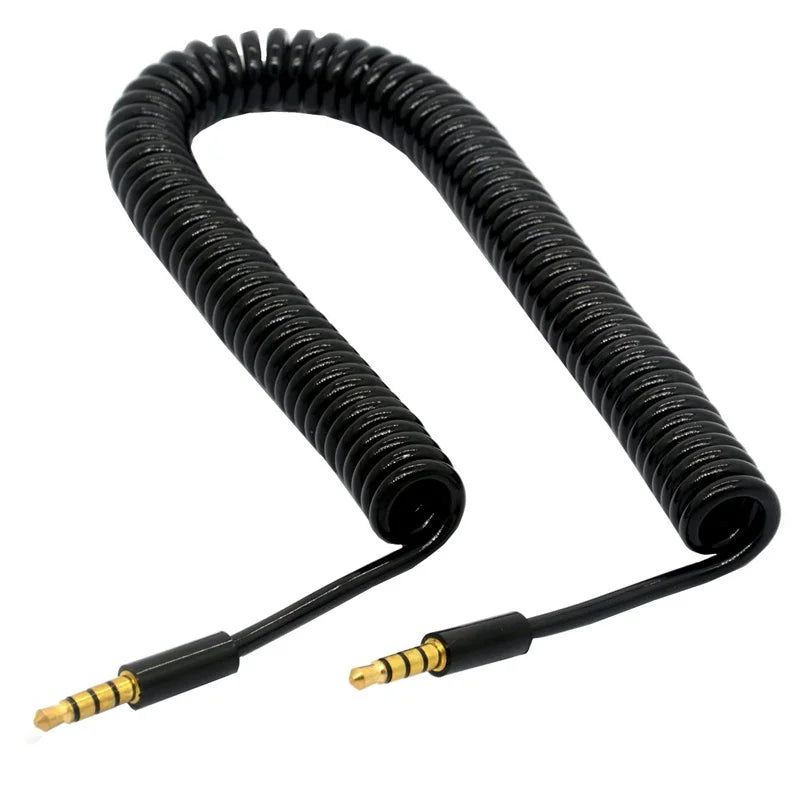 Conector de extensión 3,5mm 4 3 polos TRRS a TRRS macho a hembra auriculares Audio estéreo AUX Cable en espiral con resorte