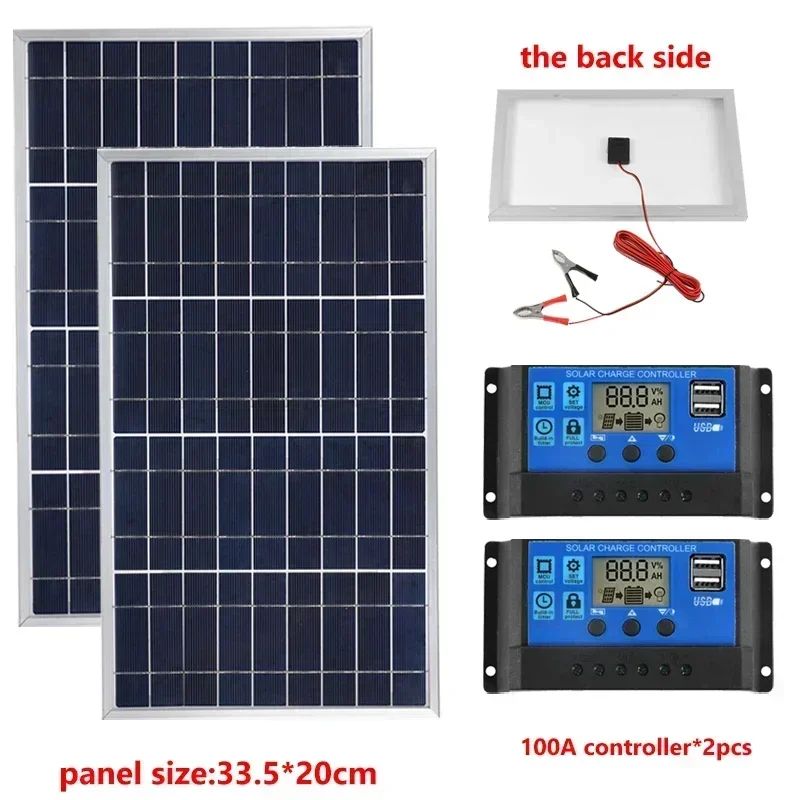 Kit de Panel Solar de 300W, generador Solar policristalino completo de energía USB de 12V, portátil, recargable para exteriores, para el hogar
