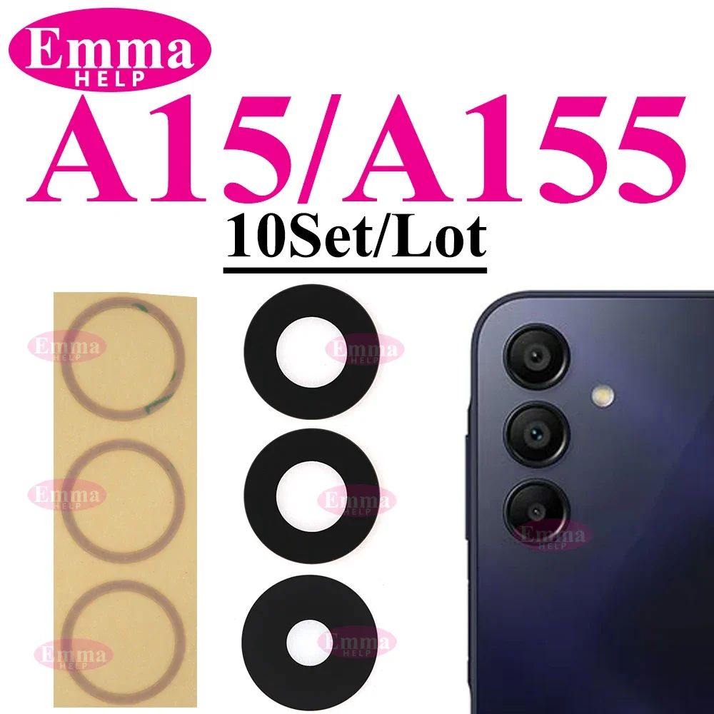 Lente de cristal de cámara trasera para Samsung Glaxy A14 A54 A05 A15 A55 A35 A34 A04 A25 A04s A05s A24 trasera con adhesivo adhesivo, 10 Uds.