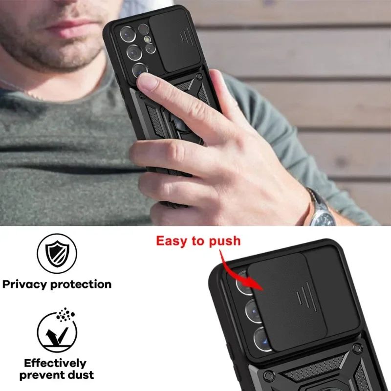 Funda protectora para parachoques de lente de cámara deslizante para Samsung Galaxy S24 S23 S22 S21 Ultra S20 Plus A53 A54 S20 FE Note 20 S23 FE