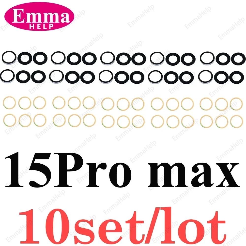 EmmaHelp, 10 Uds., cristal de cámara trasera para iPhone 7 8 Plus 6 6S 6Plus 7Plus X XR XS Max 11 12, lente de cubierta trasera, piezas de soporte adhesivo 3M
